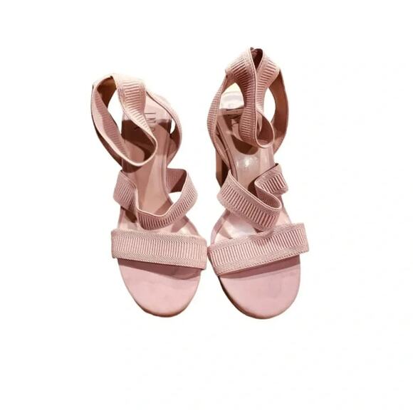 INC  Ribbed Elastic Strap Roesia Round Toe Block Heel Slip On Sandals Size 8.5 - Picture 4 of 9